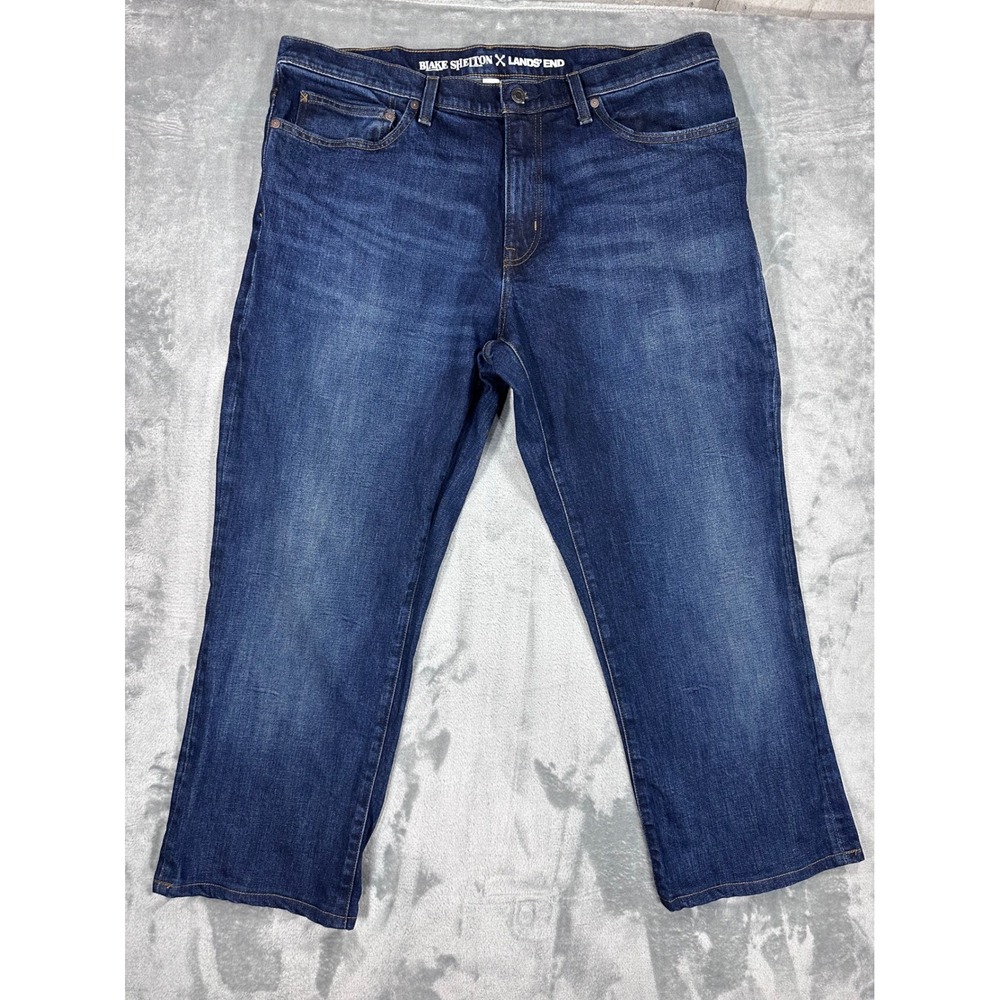 Blake Shelton x‎ Lands End Mens Straight Leg Jeans Dark Wash Blue Size 37